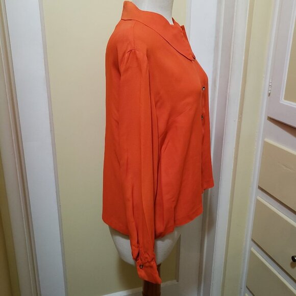 Vintage Orange Blouse / Remixed / New Updated Buttons / Large - Picture 7 of 10